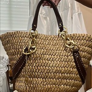 Juicy Couture - Large Woven Beach Tote Bag with Nautical Charms